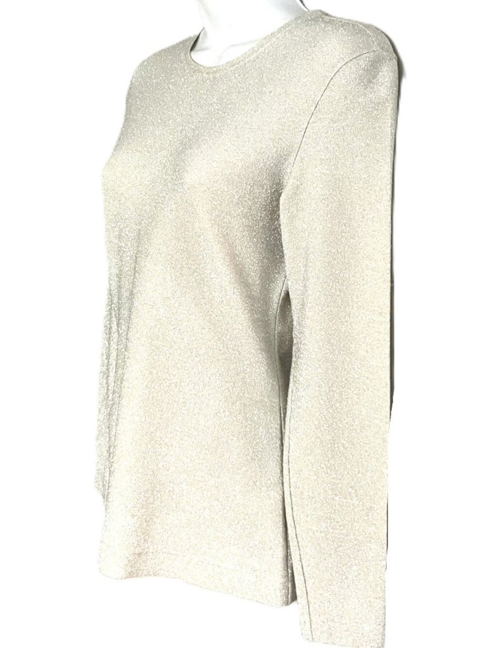 VNT Escada by Margaretha Ley Metallic Lurex Knit Sweater Silver Gray Size 34 - Picture 2 of 9